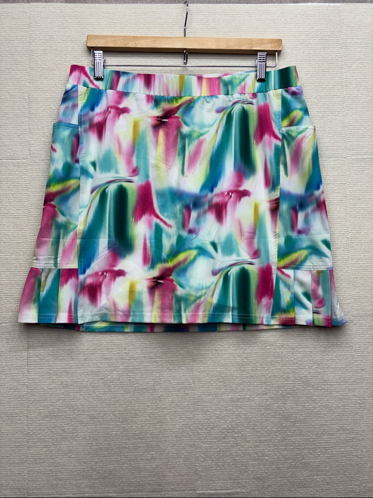 New Chico’s | 1.5 Colorful Watercolor Print A-Line Skirt 10 Zenergy Skort